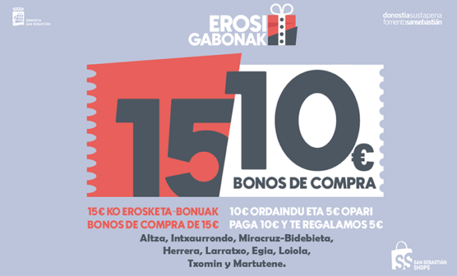 san sebastian shops donostia nuestros comercios ayudas laguntzak BONOS COMPRANAVIDAD comercio local ayuntamiento donostia 2024